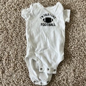 Custom onesie, I’m told I like football. 0-3 m